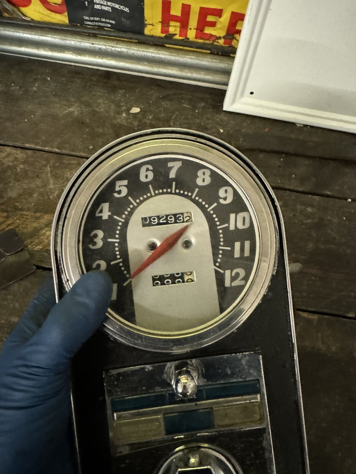 Harley Shovelhead FLH FL Repop Tombstone Speedometer w/ Housing Bracket