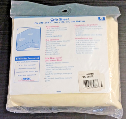 Vintage Cotton Fitted Crib Sheet Riegel 28"x 52" Yellow Vintage NOS - Picture 7 of 15