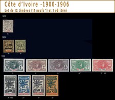 Côte d'Ivoire 1900/1906 - Lot de 12 timbres dont 11 * (MH)