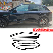 Black Titanium Fit For Porsche Cayenne 18-23 Car Window Frame Strip Cover Trim H