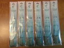 36 SNELLED FISH HOOKS (6 PKS X 6 EA)  BRONZE BAIT HOLDER MONO LEADER 7" PICK SZ
