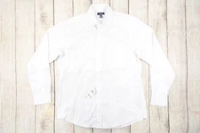 CLUB ROOM WHITE LARGE 34-35 REGULAR PERFORMANCE BUTTON FRONT SHIRT MENS DEFECT 