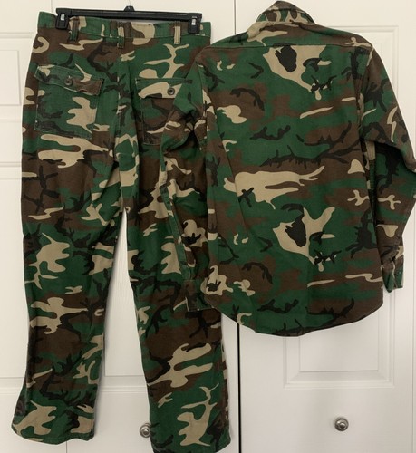 Vintage Deerskin Flannel Mens Camouflage Hunting Shirt & Pants Made USA Med 34 - Picture 4 of 17