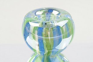M Design Art Glass Mouth Blown Huge Dark Green Candle Handmade Glass...