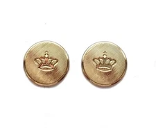 Two NEW German Brass Gold Crown Pattern Blazer Buttons 3/4"