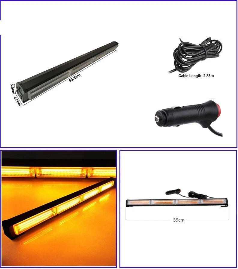 72W LED Blitzleuchte 95cm Blinklicht Amber Warnleuchte für LKW Traktor Notfall - Photo 1/4