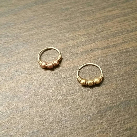Cartilage earring 14k gold filled tiny nose ring hoops gold tragus hoop earrings - Image 3 of 4