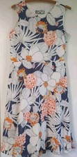 CLEARANCE! Caribbean Joe Floral Dress M Sleeveless Cotton Blue Tropical No Belt 