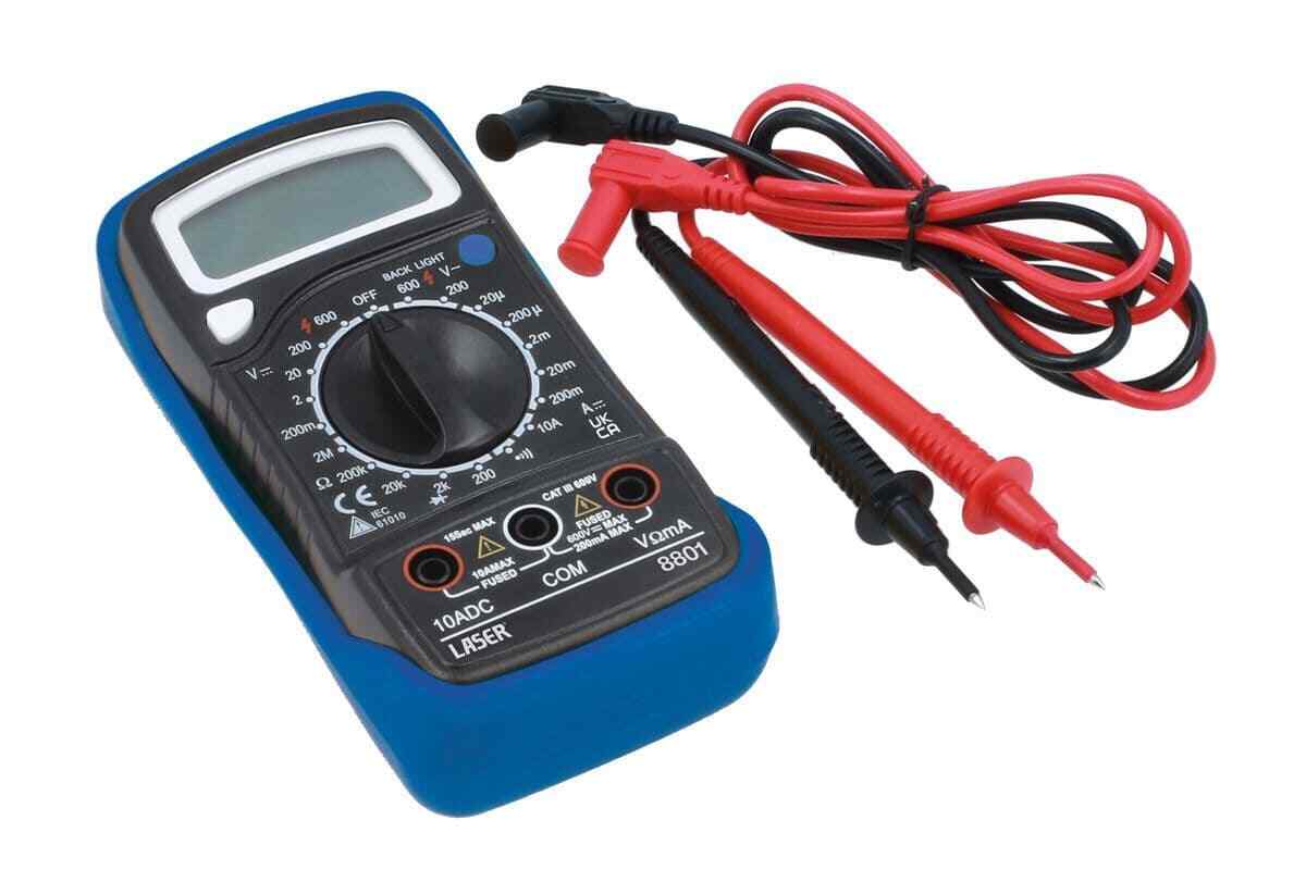 Laser Tools 8801 Digital Multimeter CAT III - 600V Measures DC & AC Voltages