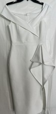 Size LARGE womens party dress white off shoulder thigh slit dress  