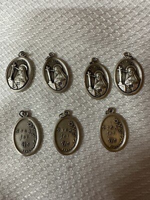 St. Saint Rita - Flower + Pray for Us - Italian Silver tone OX 1'' Medal  7 PCs.