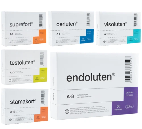 Peptide Bioregulators 60 cap Khavinson Natural Ventfort Cerluten Endoluten