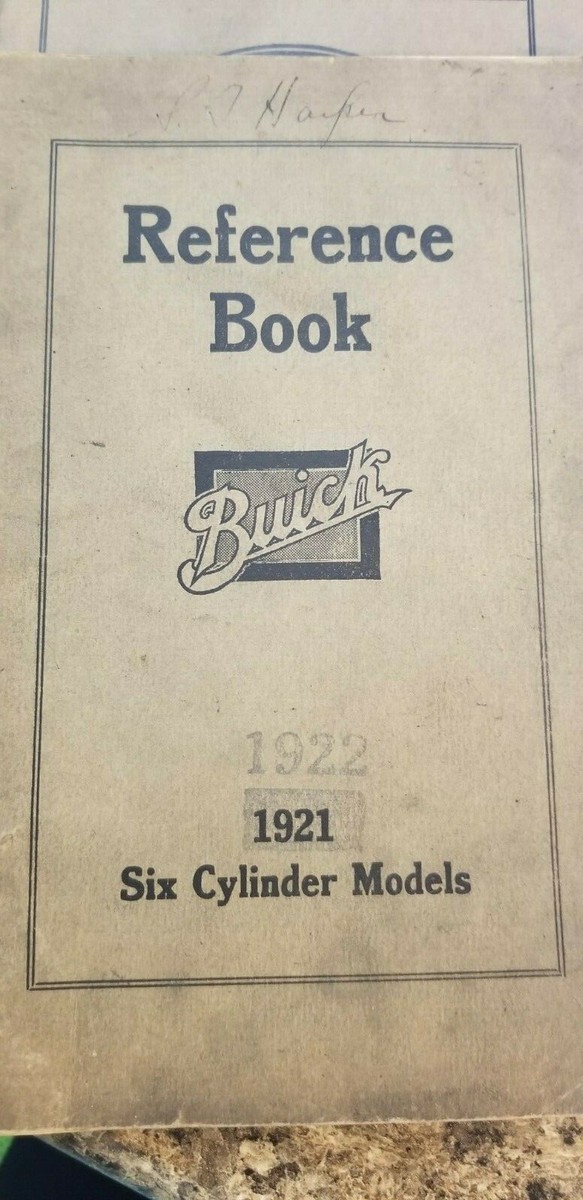 Antique 1920-22 Buick Reference Book Six Cylinder Models (Lot #505