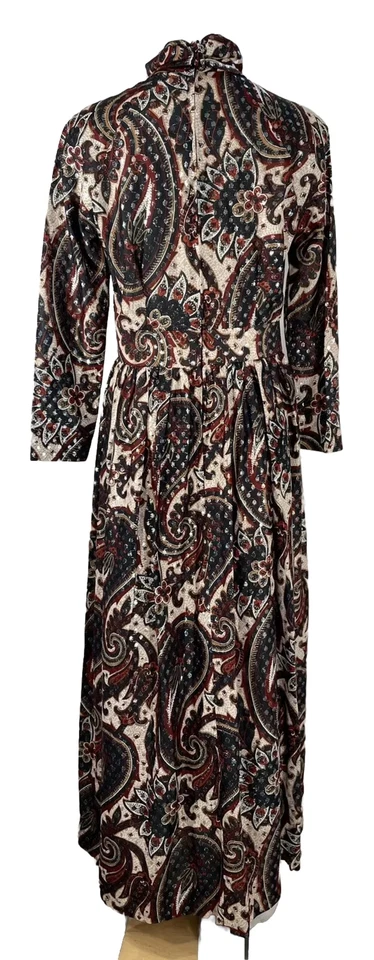 Vestido de anfitriona metálico de colección años 70 largo/maxi cachemir 100 PARKHOUSE TALLA M Foto 2 de 4