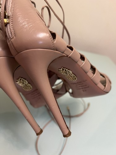 Aquazzura Amazon Strappy Lace Up Sandals Beige Size 8 - Picture 4 of 8