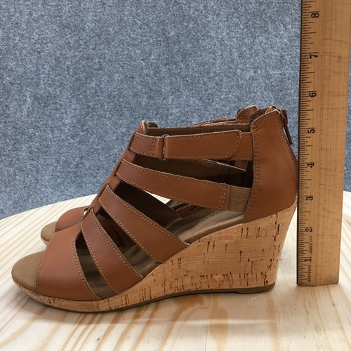 NEW Rockport Sandals Womens 6.5 W Briah Zip Gladiator Wedge BX1984 Brown Leather - Picture 6 of 18