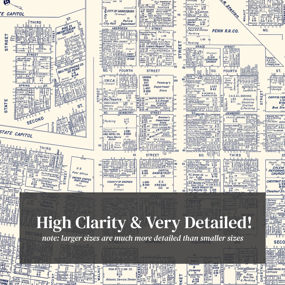 Mapa antiguo de Harrisburg, PA 1950 - De colección Harrisburg Pennsylvania Foto 2 de 4