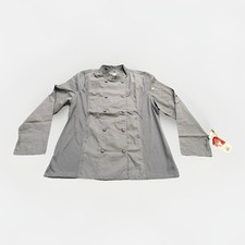 Chef Works Unisex Gray Chef Coat Button Roll Tab Long Sleeves Shirt Size L NWT