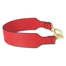 16 Inch Leather Purse Strap, Plain Pattern with Light Gold Buckle, Red