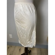 Vintage Ventura Ivory Half Slip Lace Trim Side Slit Cream Lingerie Small