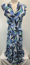 LOFT Outlet Maxi Dress Sz Large Women’s Sleeveless Flowy Gathered Waist Blue
