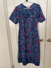 Vintage Expressions Nightgown House Dress Pockets 100 Cotton Small