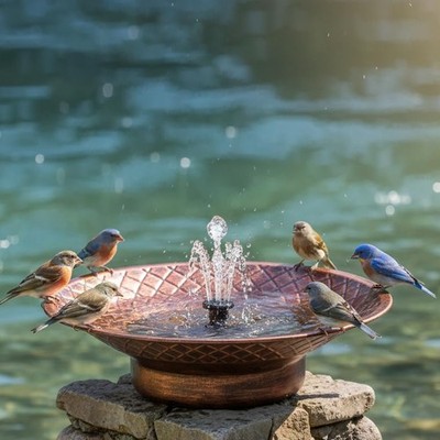Bird Bath for Outside, 12.6'' Solar Powered Bird Bath with Fountain, Metal Bir...