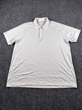 Lululemon Polo Shirt Mens 2XL Light Gray White Stripe Golf Athletic Performance