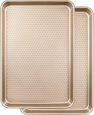 2 Pack Half Sheet Baking Pans, Honeycomb Embossed Nonstick Baking Sheet 17.5X12