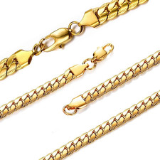 Cuban Link Chain for Men Women 20 Inch Diamond Cut Stainless Steel Snake Neck Ch
