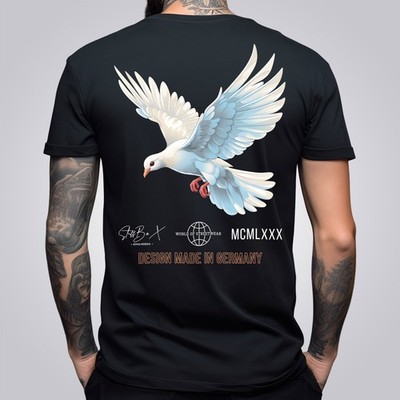 Stuff-Box Männer Shirt schwarz Flying Dove 1022 Baumwolle & perfektem Schnitt