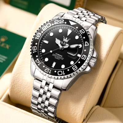 NEW OLEVS 41MM Quartz Luxury Men's Analog Watch Diver Waterproof Stainless Steel