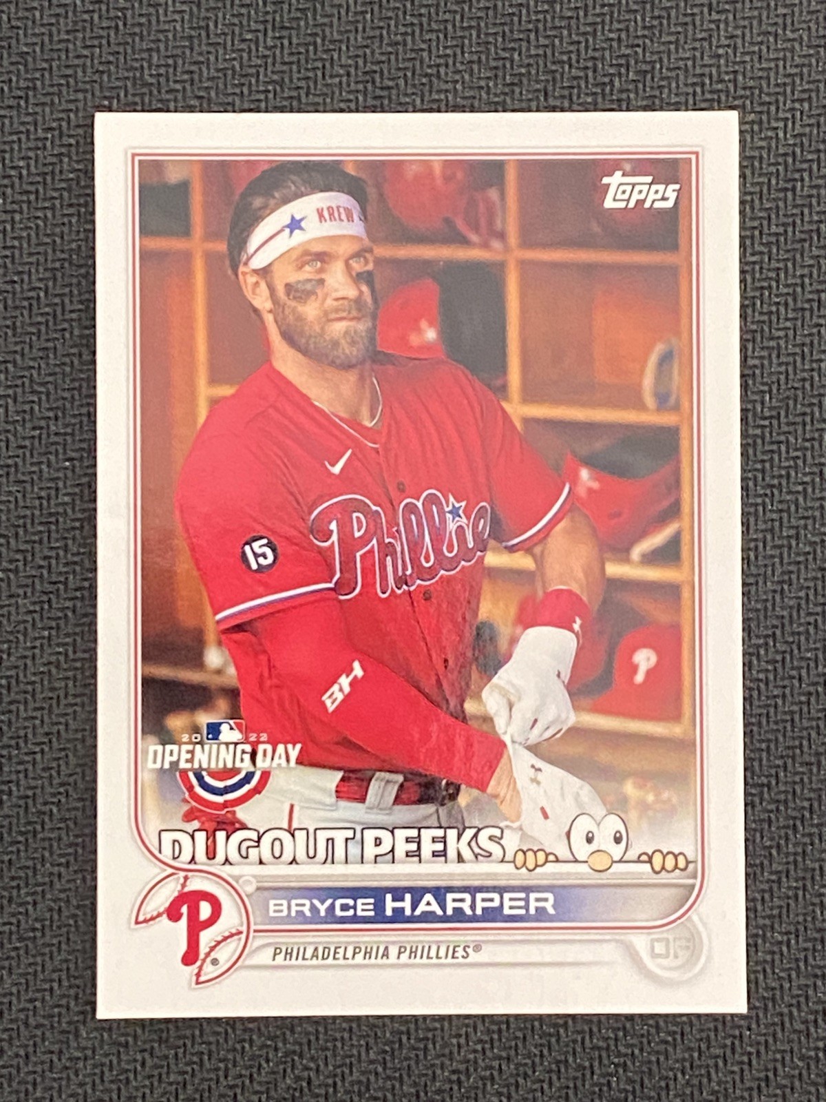 RARE 2022 Topps Opening Day Bryce Harper DP-18 Dugout Peeks Parallel SSP