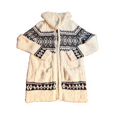 Abercrombie Kids fuzzy black and white cardigan with a hood and pockets Sz 13/14
