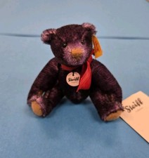 Steiff Yellow Tag Classic Mini Teddy Bear Purple 5" Mohair RARE