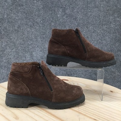 Propet Boots Womens 6.5 M Casual Side Zip Ankle Bootie WB110 Brown Suede Leather