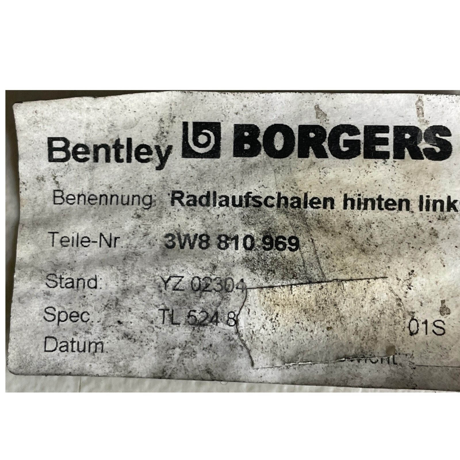 Bentley Continental GT 2003-2010 Rear Left Fender liner P/N 3W8810969