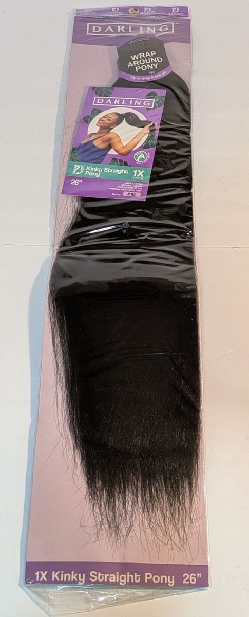 Darling Wrap Around Pony Kinky Straight 26” Color #1B Synthetic