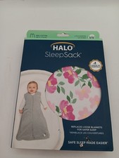 HALO SleepSack, 100 Cotton, Swaddle Transition Sleeping Bag, Stems, M, 6-12 MN