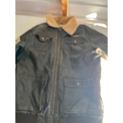 Pacific Trail Faux Leather Sherpa Collar Bomber Jacket L 14-16