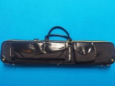Black Nylon Billiard Cue Case with Handle  Pocket, Striped Design