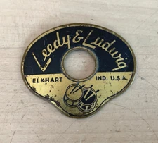 LEEDY & LUDWIG 50s Vtg BADGE Snare Bass Drum Logo Plate Emblem Escucheon Part US
