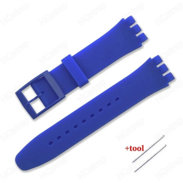 Wrist Watch Band Strap For Swatch 16mm 17mm 19mm 20mm Rubber Silicone Watchband - Image 2 of 4