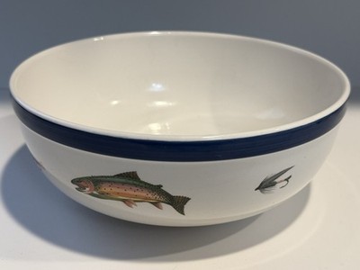 SPORTSMAN STONEWARE COLLECTION STREAMSIDE Serving Bowl 9 X 3 1/2