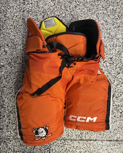 Anaheim Ducks Pro Stock CCM Ice Hockey Game Worn Orange Shorts Pants Large