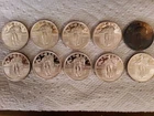 Lot of 10, 1 oz, 999 fine Lady Liberty silver rounds.