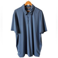 Adidas Golf Polo Shirt Men's 2XL Blue Stripe Performance Stretch NWOT