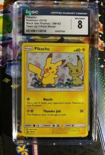 CGC 8 PIKACHU SM162 TEAM UP BLACK STAR PROMO BLISTER PACK POKEMON