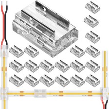 20 Pack 8-in-1 LED Strip Connectors, for 8mm 2-Pin COB/SMD 2835/3528 LED Strips