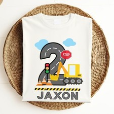 Personalised Digger Construction Birthday T-shirt